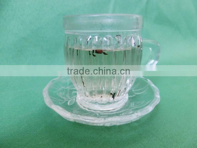 4oz small transparent white glass empty pumpkin-shaped TEA /COFFEE cups with handle with Saucer