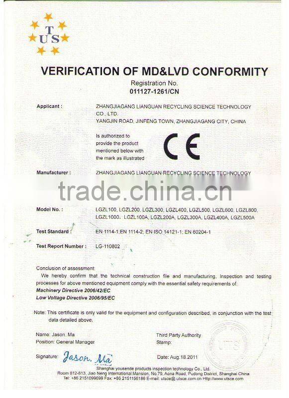 city waste recycling machinery