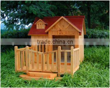 Custom wooden dog house with balcony