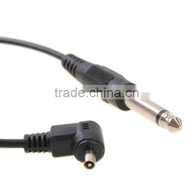 Hot sales 30cm 1ft Black 6.35mm 6.3mm 1/4" to Male PC Sync Flash Cable for Trigger Camera