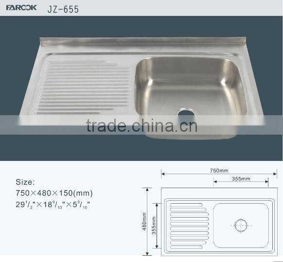 ss201 stainless steel irregular kitchen sink with single bowl