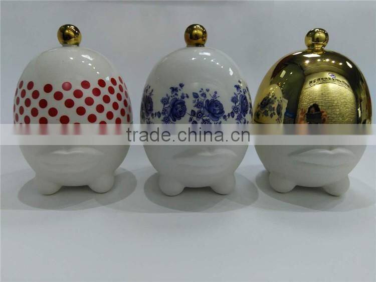 hot sale personalized color glazed decorative ceramic custom printed candle jars