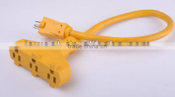 H20177 ETL/CETL triple tap extension cord with indicator light/extension lead/power cord/power cable