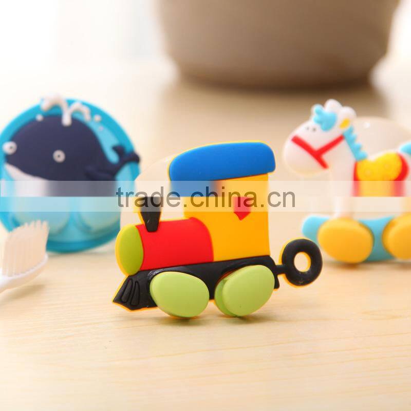 Q054 soft silicone cartoon small animal sucker single toothbrush holder
