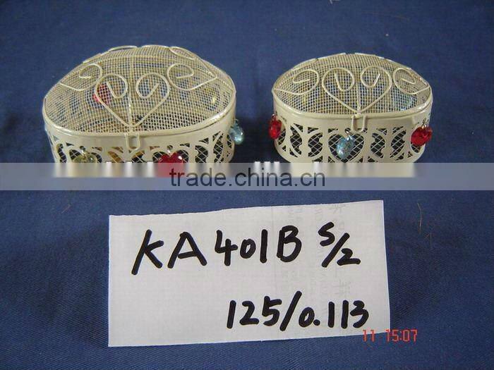 Creamywhite iron wire decorative with multicolour pearl cute gift box