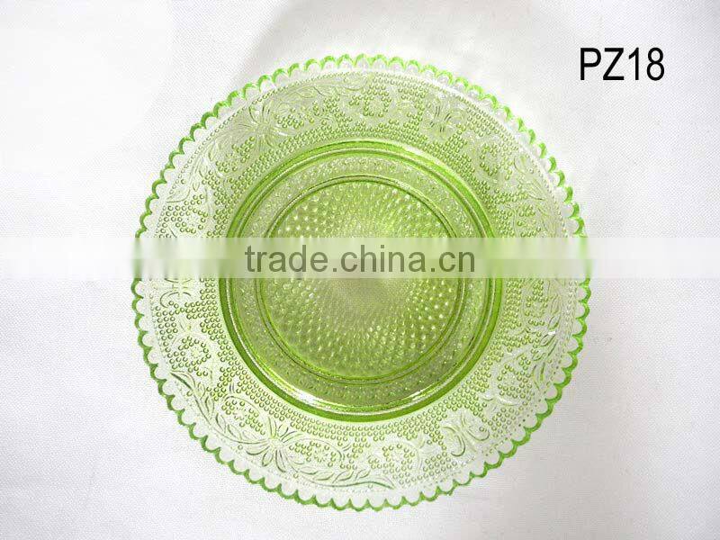 colorful 2016 hot sale honey glass charger plate