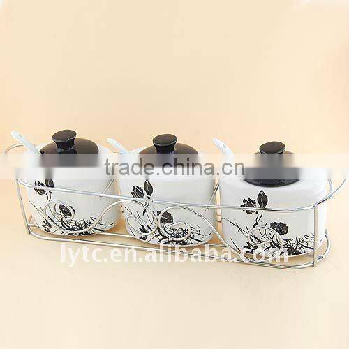 ceramic colorful canister set with spoon