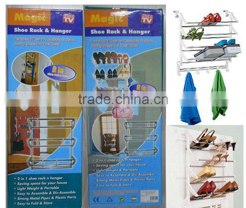 OVER THE DOOR SHOE RACK WITH HOOKS