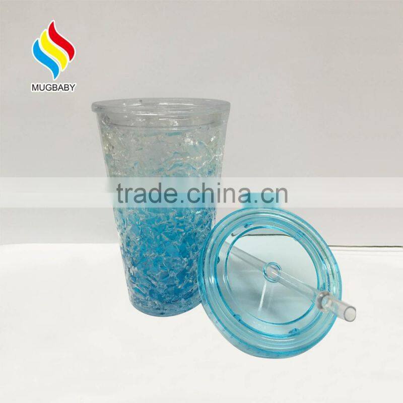 Summer Promotion Double Wall Plastic Beer Tumbler Ice Mug with Handle