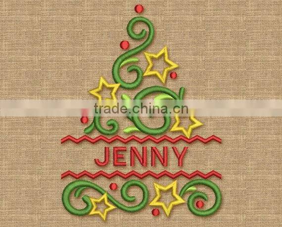 Christmas Tree Machine Embroidery Design Beautiful Elegant Font Frame