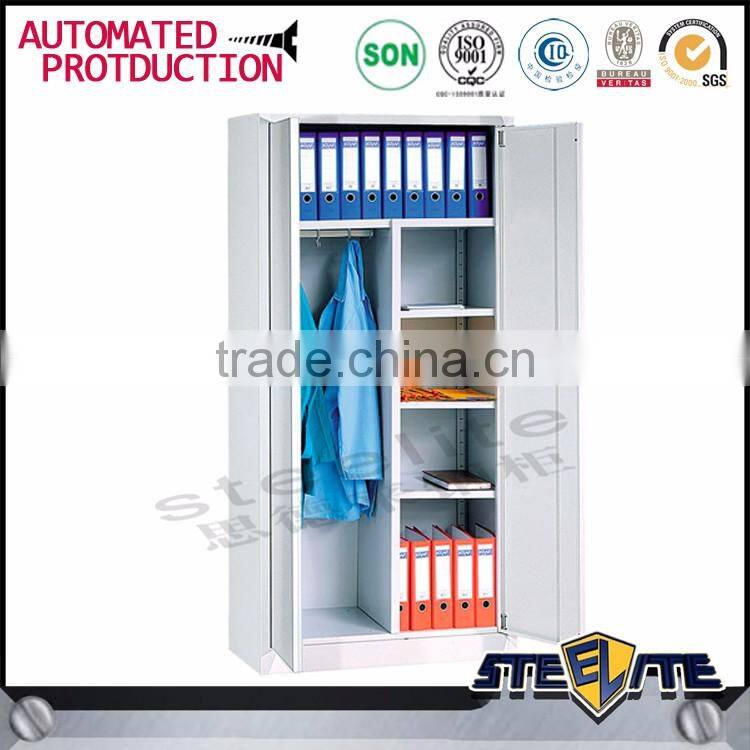 Double open door steel clothes wardrobe closet