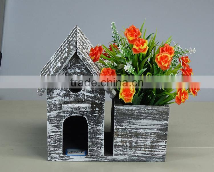 Bird House Wooden Planter Boxes Artificial Planter