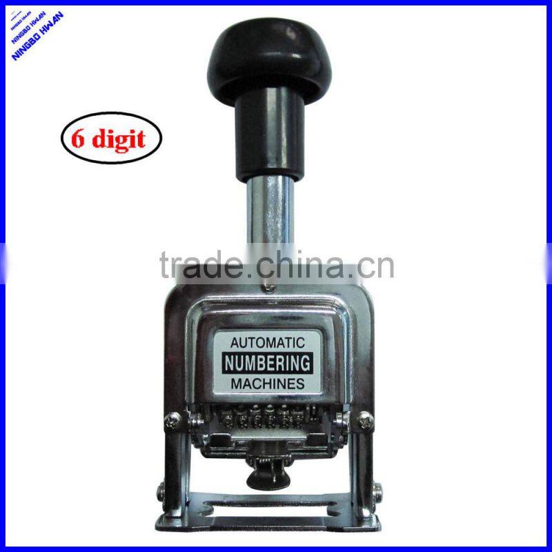 Office 6 digital self-inking hand metal auto number stamp