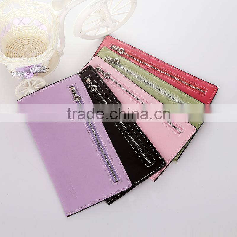 Simple one pocket leather zipper wallet bag