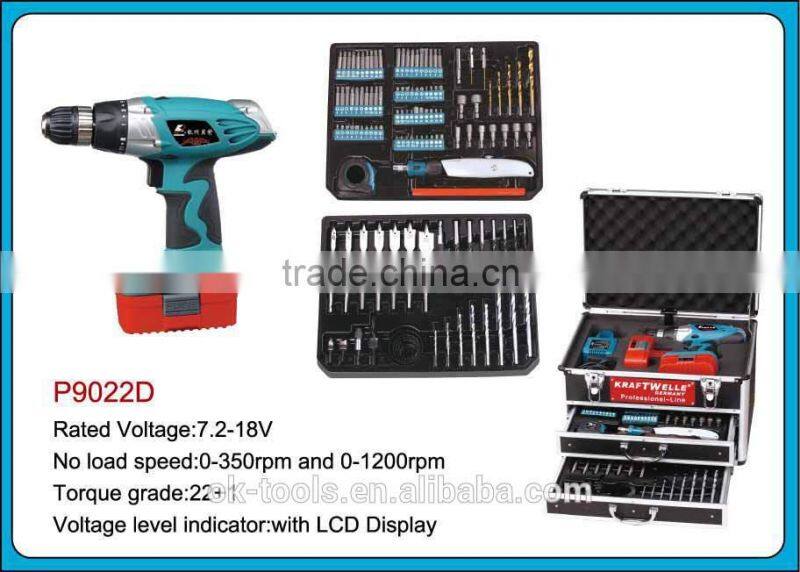 OK-Tools China Manufacturer 3 Drawers Combination Aluminum package toolsSet with Cordless drill