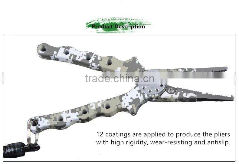 QJ-FP002 7inch camouflage aluminum handle tungsten blade fishing pliers