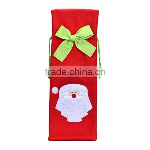 2016 new cheap Christmas Decorations Red Santa Tree Wine Bottle Cover Bags Dinner Party Gift