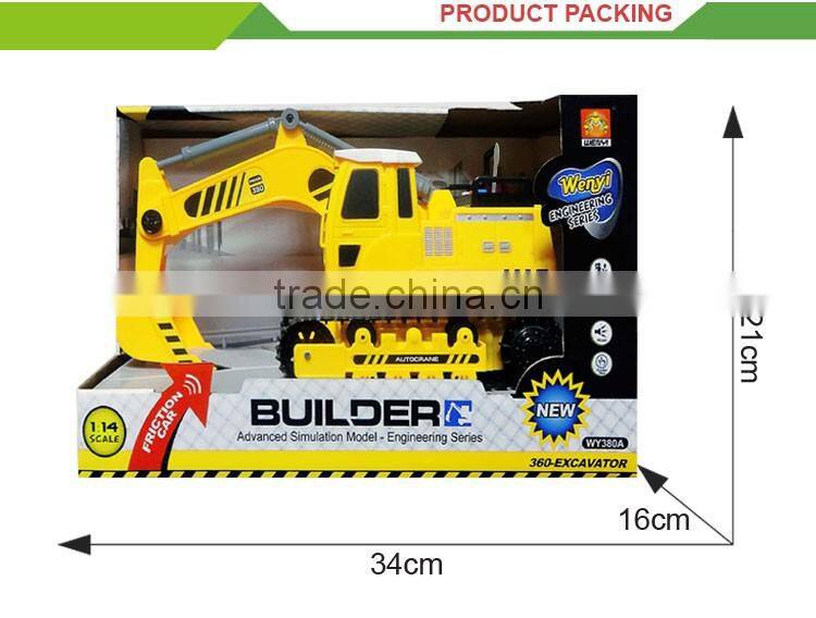 Top sale plastic friction inertial set mini electric toy excavator rc truck 1:14