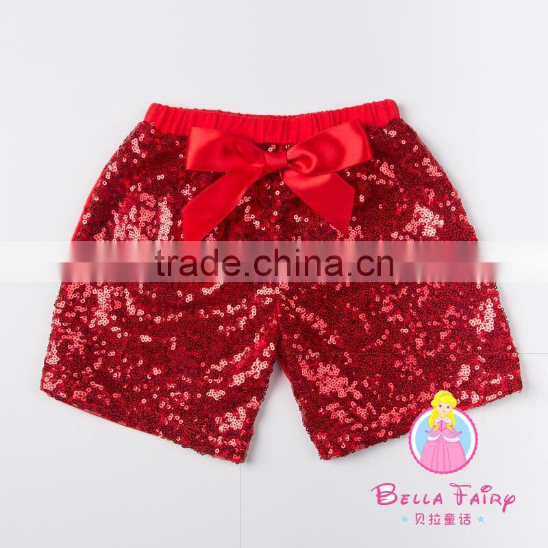 2016 New Colors Boutique Wholesale Little Baby Girls Shiny Sequin Tight Short Bow Girls Leggings Pants