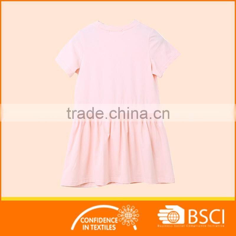 Children Wear Pink Printed Cotton Baby Girl Dress