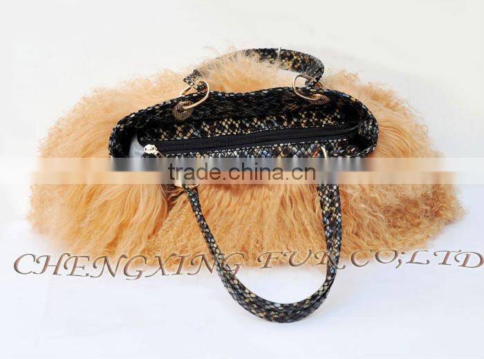 CX-H-47B Mongolian Lamb Fur Ladies Handbag New Products