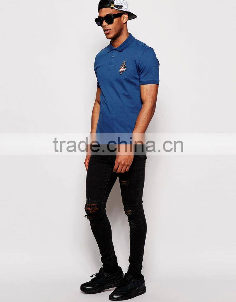 Navy Blue Embroidery Logo Custom Polo Shirt PS0111A