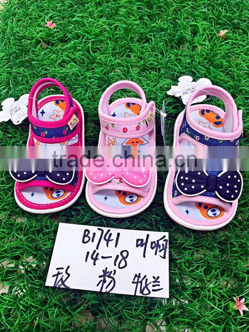 Cheap Guangzhou kid shoe new summer baby girls noise Sandals Cute rabbit child prewalker casual colorful shoes