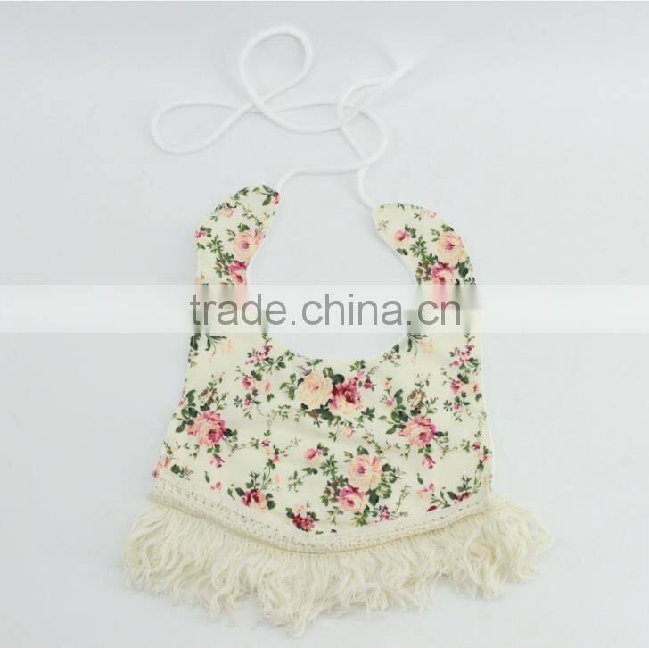 Wholesale Floral Print Cotton Baby Bavoir Bibs Baby Girl Cotton Burp Cloths