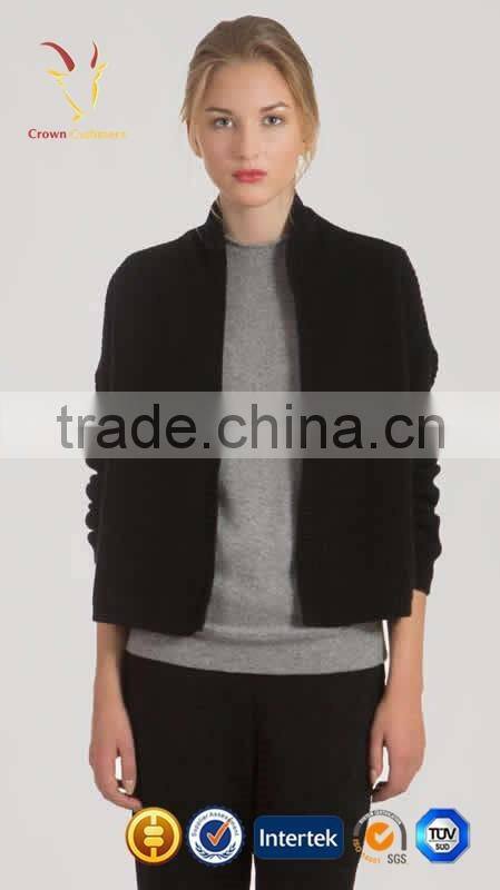 Black Winter Open Front Woolen Coat Cardigan 2016