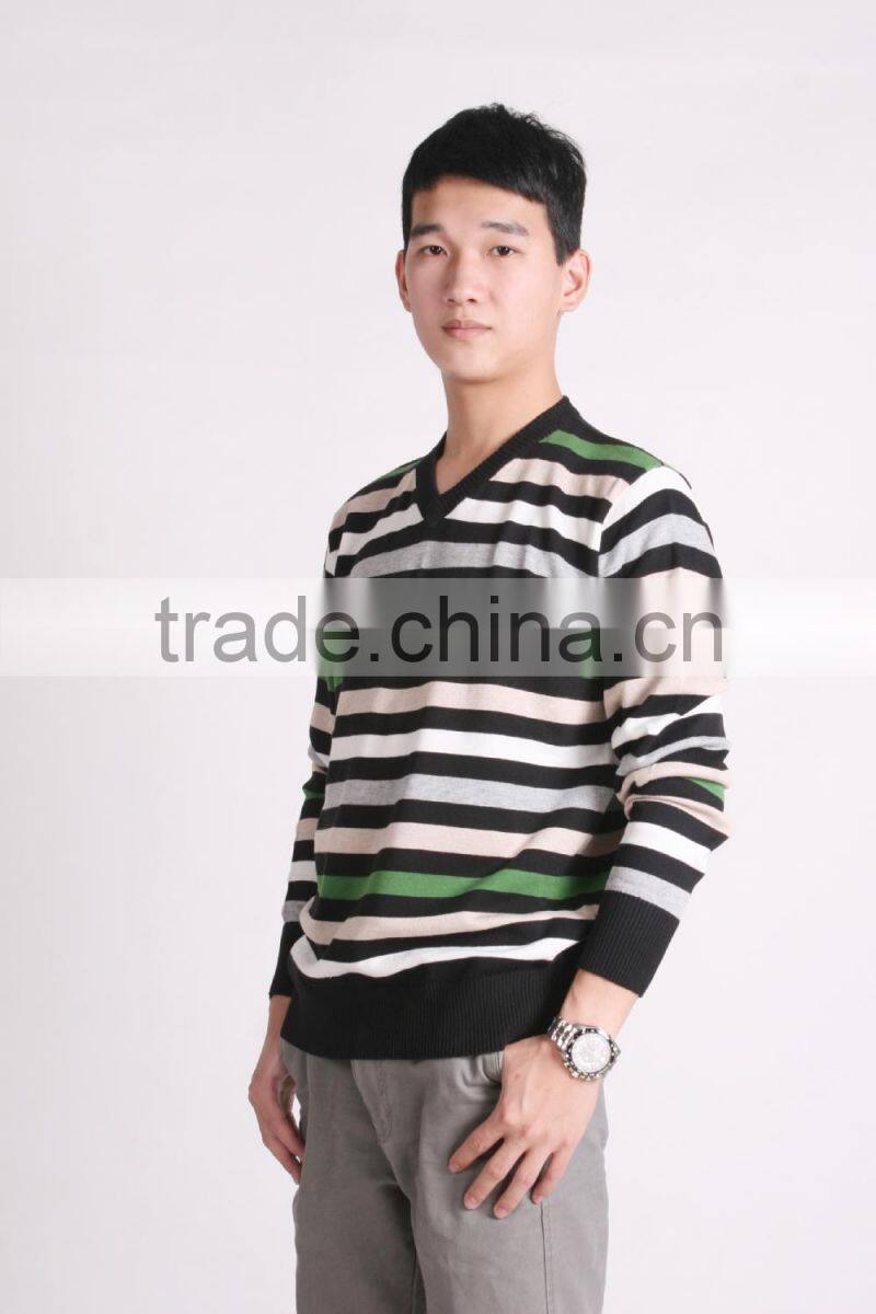 Knitted Mens Black Striped Sweaters