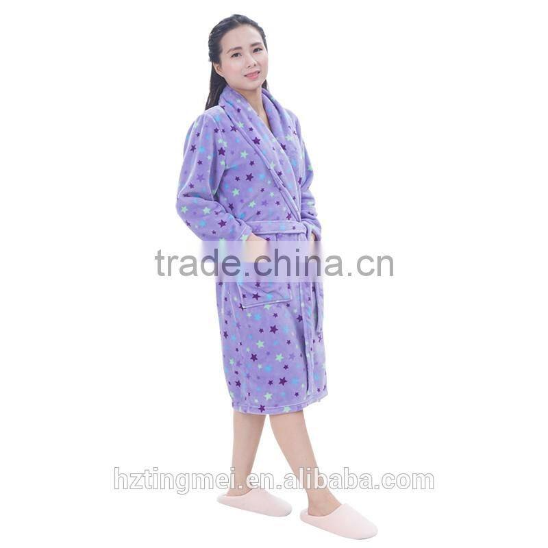 Dream star women coral fleece heated dressing gown fabric