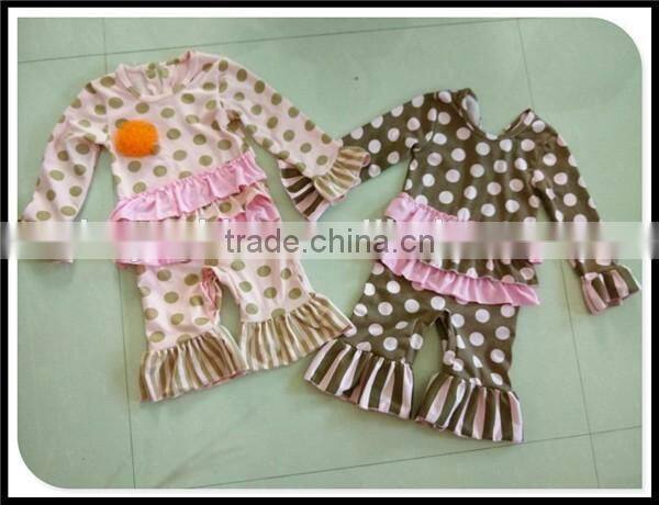Infant Dots Print Rompers Baby Girl Ruffles Bib Playsuits Baby Girl Sisters Matching Jumper