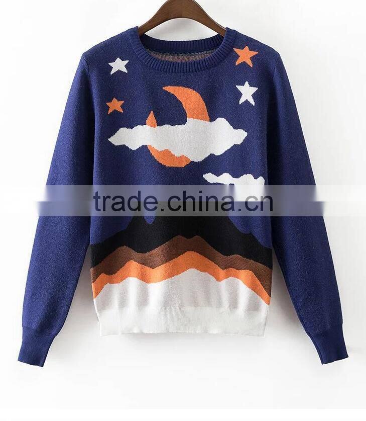 EY0877S Women pullover sweater Knitted sweater women floral Print sweater
