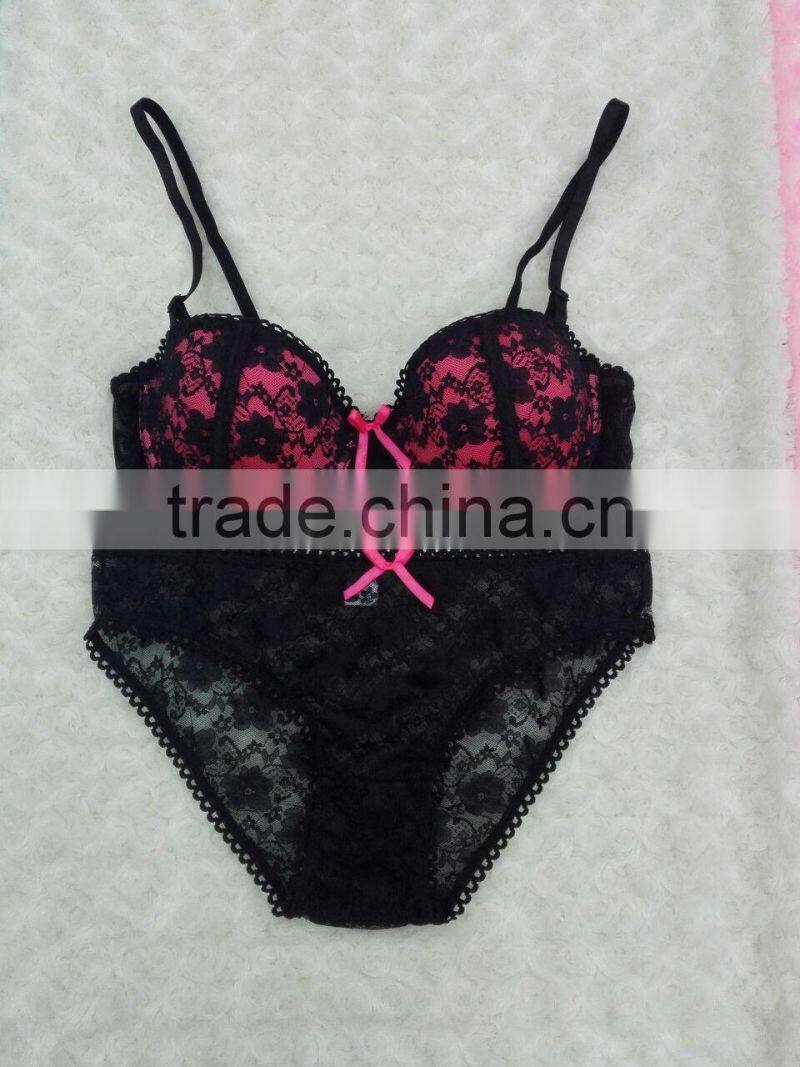 New fashion fancy design women sexy lace flower ladies bra panty sets