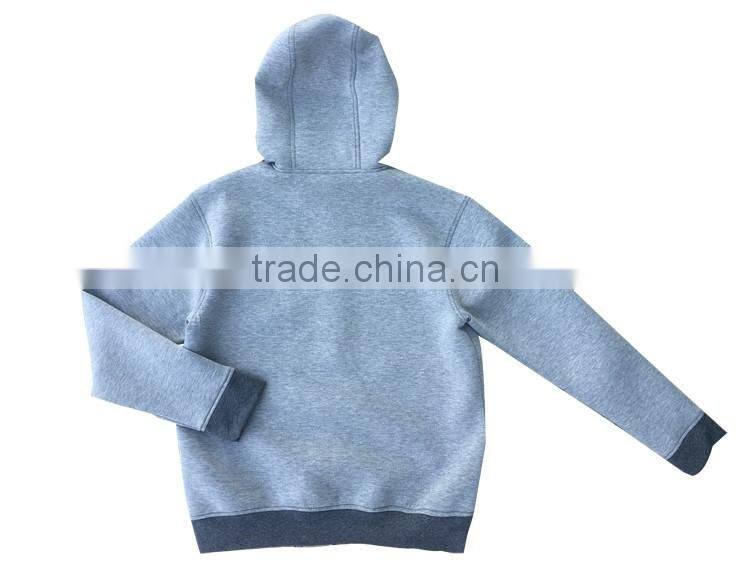 Men's casual hooded sweatshirt contrast color space knitting fabric jacket fleece