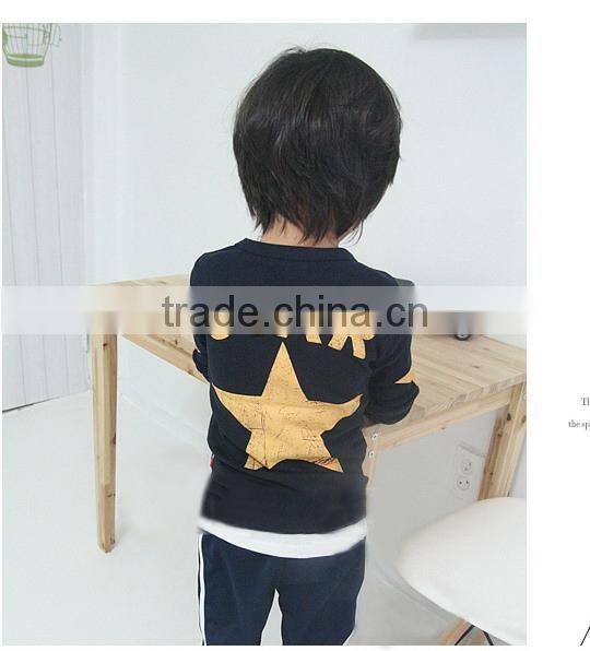 Spring 2016 Boys T Shirt Five Star Long Sleeve Children T Shirts Blue And White Cotton Kids t Shirts For Boys BT40318-6