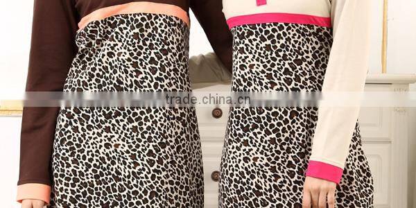 Fancy nightgowns for women plus size leopard design winter long sleeve pajama round neck women nightgowns