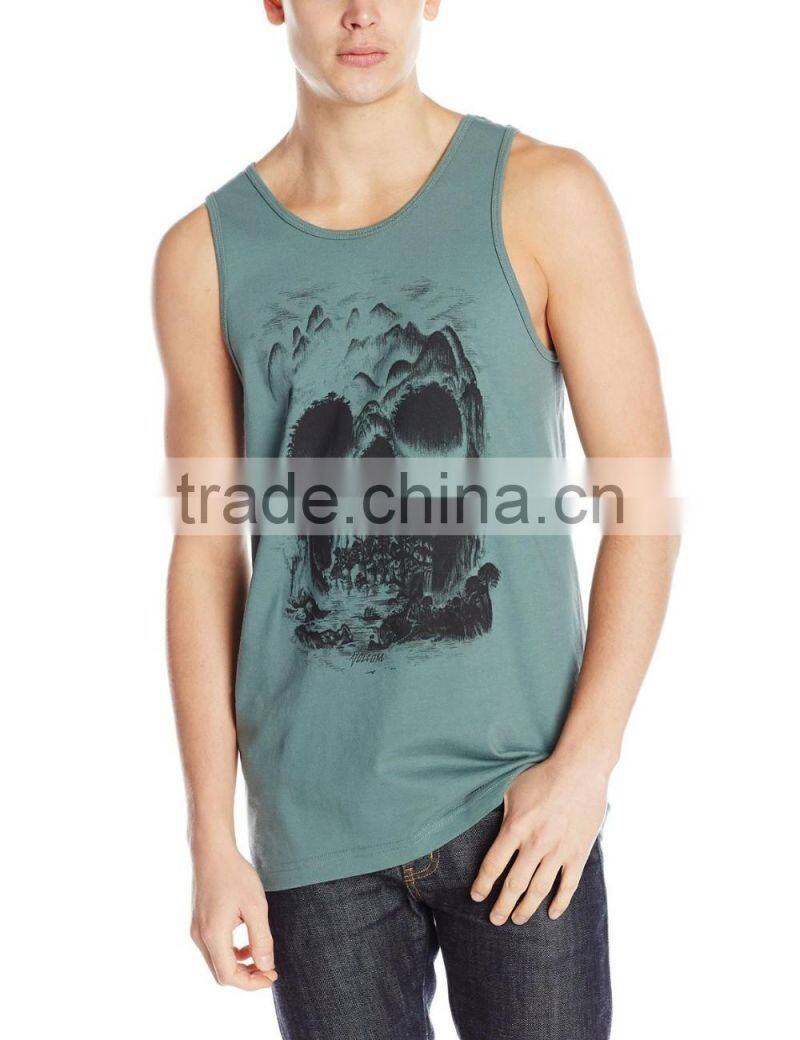 adults age group mens good quality oem service custom wholesale skull printing gym singlet/tank top