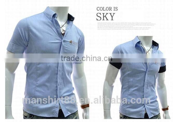 men's Slim Fit solid color short sleeve button downs casual shirt
