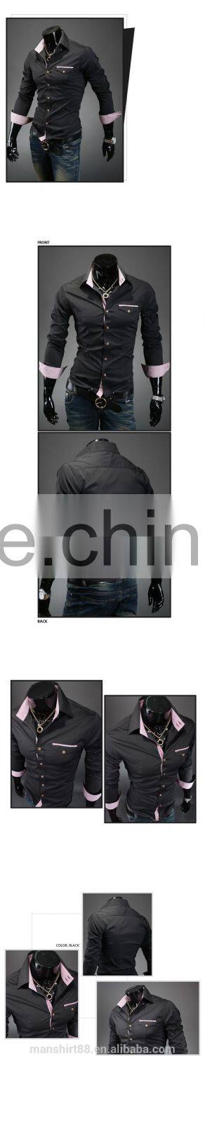 stylish contrast color slim fit dress shirt