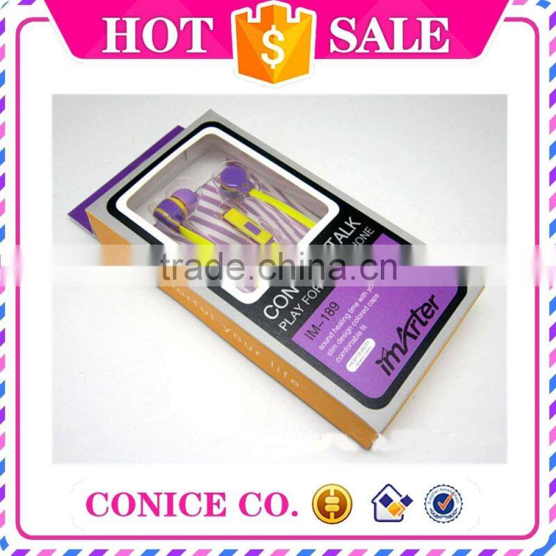 wholesale bicolor noodle cable in-ear earphone with volume control with mic