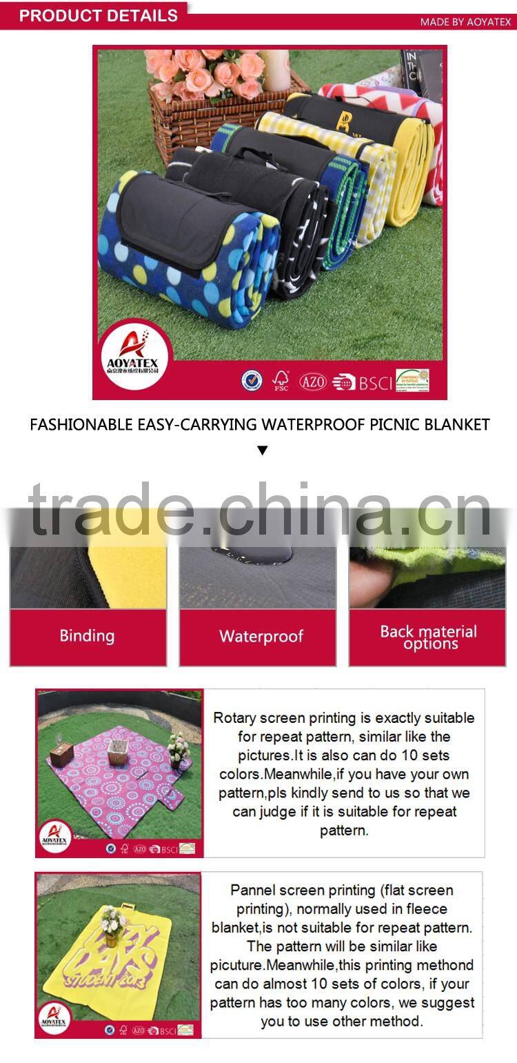 Classic polar fleece pattern printed waterproof ourdoor camping mat