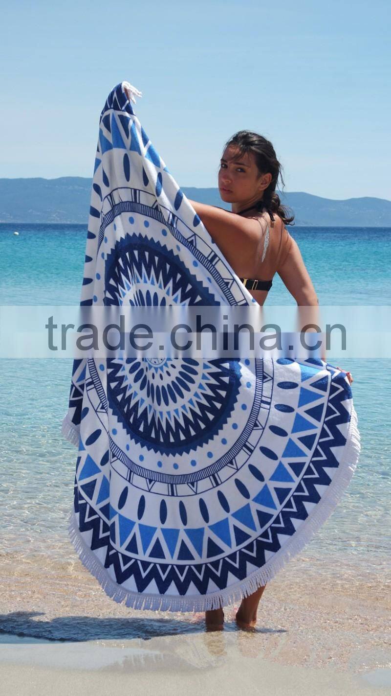 Creative beach towel round towel 150 cm thick large soft round beach towels with tassel