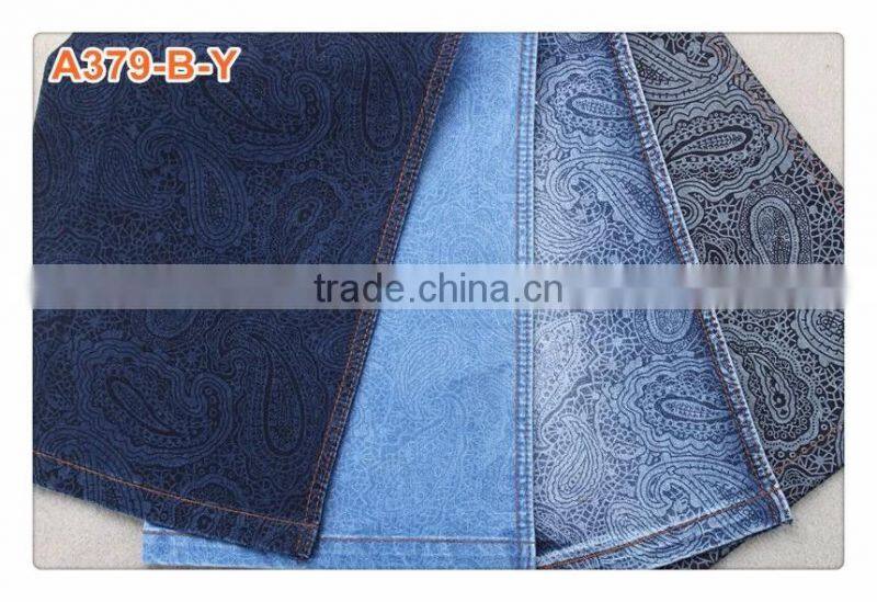 A379-B-Y10.5oz fashionable printed denim fabric made in China