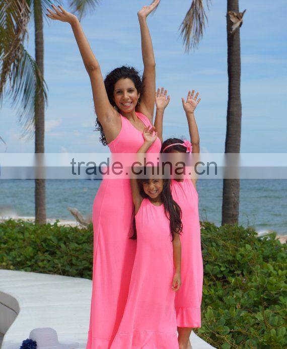 High quality floral printed mother and child matching outfit mother and me nice dress fancy maxi dress