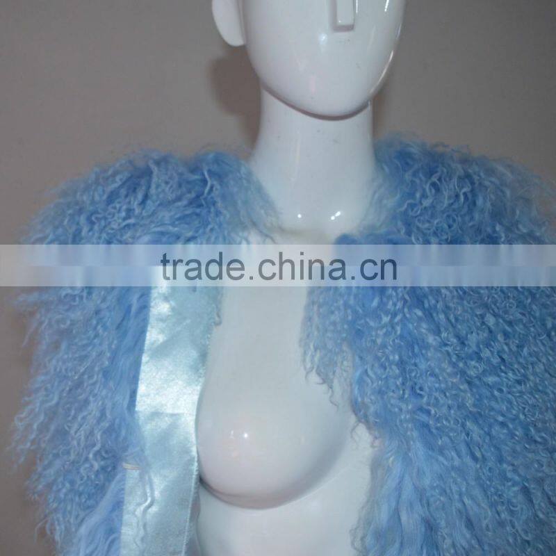 SJ036-02 Customized Size Real Genuine Sheep Fur Vest / Lamb Fur Over Coat For Winter