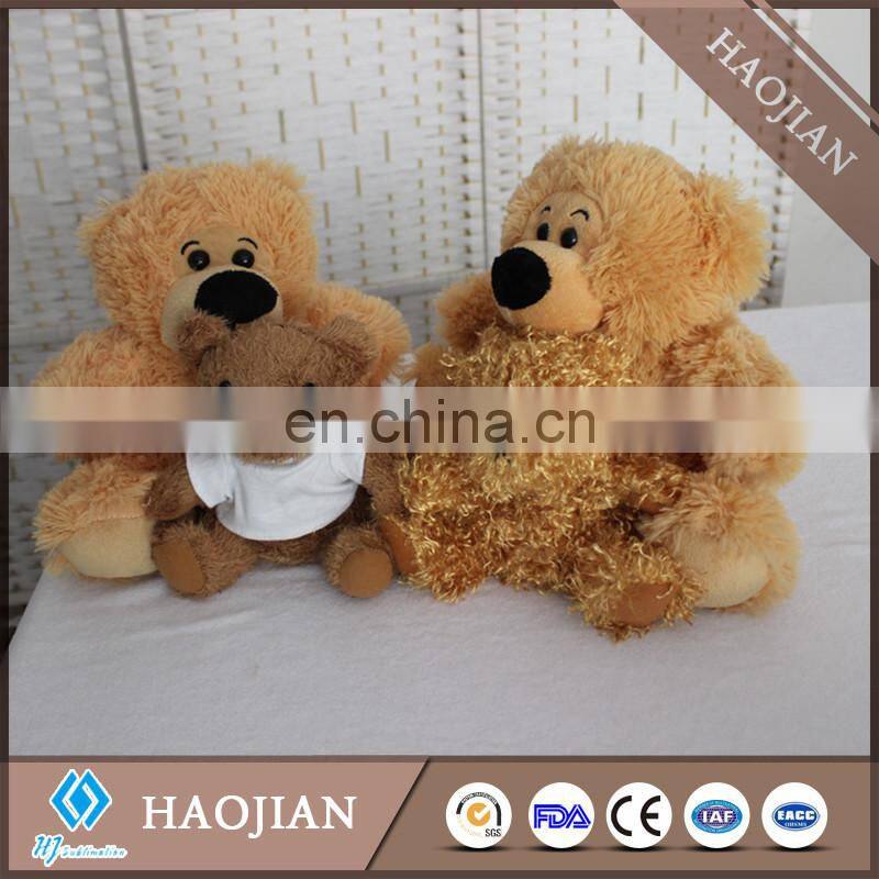 cute plush teddy bear with polyester printable T-shirt for sublimation