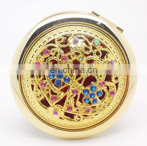 flower decoration gold metal make-up mirror