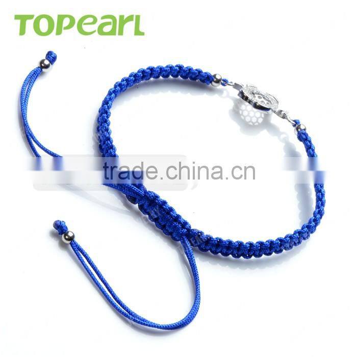 Topearl Jewelry Fashion Logo Hand Made 925 Sterling Silver Beads Turtle Charm Hand-knitted Bracelet With Different Colors 9SB24