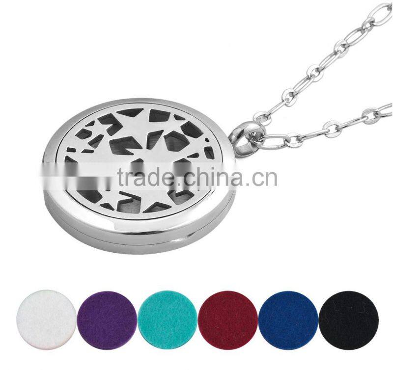 Stars Round Shaped Perfume Essential Oil diffuser necklace